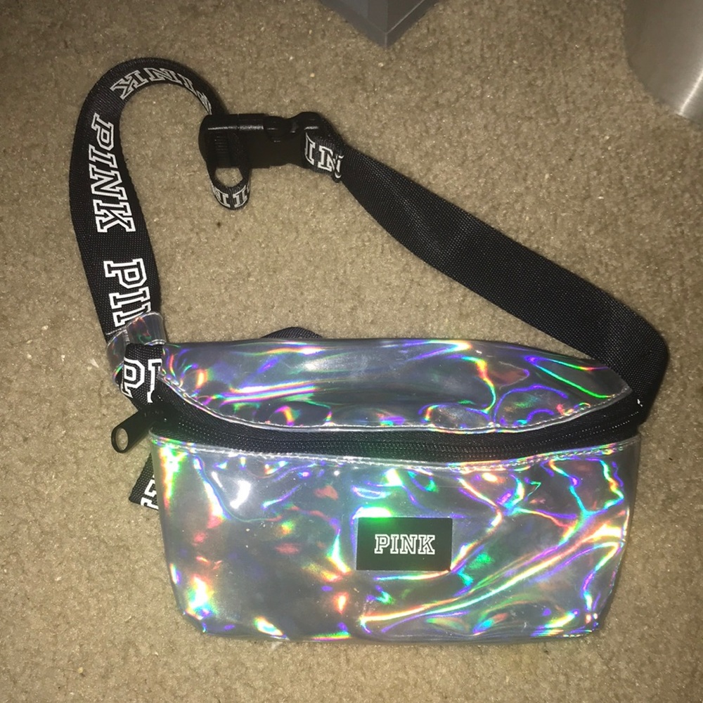 vs pink holographic fanny pack (nwot)
